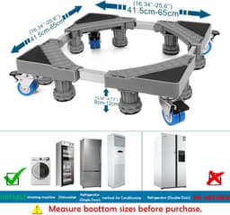 Wasmachinesokkel onderstel met 8 poten + 4 wielen, voor wasmachine, koelkast en droger, verstelbare wasmachinevoet met antislip schokabsorptiefunctie, instelbaar: 40-63 cm — thumbnail 3