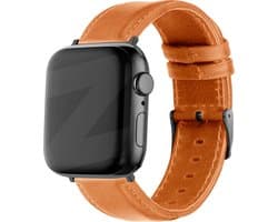 Bandz genuine leren band geschikt voor Apple Watch 1/2/3/ 4/5/6/7/8/9/10/SE/Ultra (2) - maat: 44mm / 45mm / 46mm / 49mm - Hoogwaardig leren materiaal smartwatch bandje - Lederen band met gespsluiting - bruin leren Apple Watch bandje