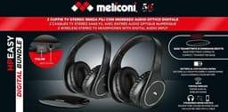 Meliconi HP Easy Digital Bundle - Koptelefoon - 2 Draadloze Stereo Headsets - Bedraad & draadloos via Transmitter - Zwart — thumbnail 5