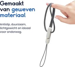 Ibley Draagkoord voor Apple AirPods Pro (2e generatie) - AirPods Pro 2 Lanyard - Draaglus - Draagriem - Geïntegreerde clip - AirPods Case Accessoires - Grijs met Crème clip — thumbnail 3