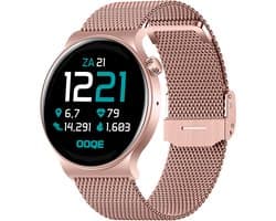 OOQE WATCH CS PRO - Smartwatch Heren en Dames | Geschikt voor iOS en Android | HD | Notificaties | Gezondheidsanalyse | Sportanalyse | GPS Koppeling | Bellen | Muziek/Audio Luisteren | Spelletjes | Ergonomisch | Nederlandstalig | Rosé Goud