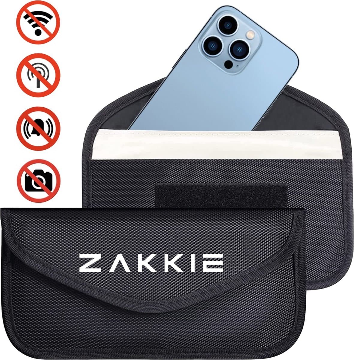 "ZAKKIE" Signaal Blokkerend Telefoonzakje - De Oplossing Voor In Het Onderwijs - Verhoog Concentratie & Voorkom Afleidingen! | Smartphone | Mobiele Telefoon | Anti Straling | Faraday | GPS | Skim | RFID Blocker | 4G | 5G | WiFi | Hotel | Kluis | — afbeelding 1