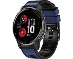 Universeel Smartwatch 22MM Siliconen Bandje - Gespsluiting - Blauw/Zwart