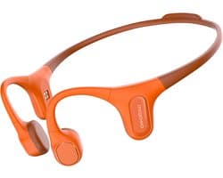 MOJAWA Run Plus | Draadloze Bone Conduction Open Ear koptelefoon| 32GB Bluetooth hoofdtelefoon met voice assistant, ruisonderdrukking, eersteklas geluidskwaliteit, 10uur lange batterijduur, IP68 waterproof voor hardlopen/fietsen - Oranje
