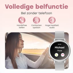 Bizoule Smartwatch Beleza - Smartwatch Dames Zilver - 1.1 AMOLED Touchscreen - 40mm - Horloge met Belfunctie - Stappenteller - Android en iOS — thumbnail 5