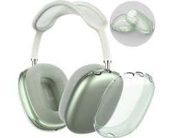 MY PROTECT - Siliconen Transparant Cover Case geschikt voor Airpods Max - Transparant/Groen