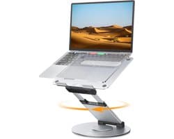 Laptop Standaard - Verstelbaar - Aluminium - Opvouwbaar - Verticaal - Met Koeling - Tot 20KG - Geschikt voor: 13 t/m 17 inch / MacBook Air / MacBook Pro 13/16 inch - Laptopstandaard - Laptop Verhoger - zilver