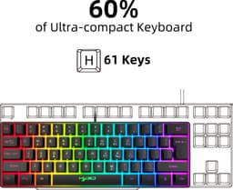 HXSJ V700 - Bedrade Gaming Toetsenbord - RGB - 61keys - QWERTY Toetsenborden - Zwart — thumbnail 2