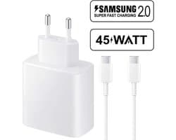 USB-C Oplaadstekker + USB-C naar USB-C Oplader - 45W - Super Fast Charging - Universele Thuislader - USB-C - Adapter voor S24,S23,Note,S22, S21, S20, Tablet S7, Tablet S8