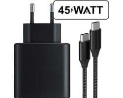 USB-C Oplaadstekker + Nylon USB-C naar USB-C Oplader - 45W - Super Fast Charging - Universele Thuislader - USB-C - Adapter voor S24,S23,Note,S22, S21, S20, Tablet S7, Tablet S8