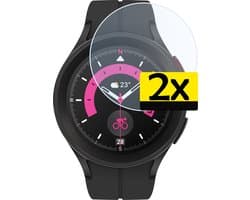 Screenprotector - 2 Stuks - Geschikt voor Samsung Watch 5 Pro 45 mm - Sterk & Shockproof - Tempered Glass - Beschermglas Screen Cover - Gehard Glas - Bescherm Protector voor Smartwatch