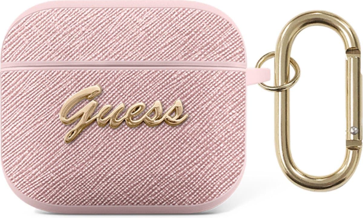 Guess Saffiano Logo AirPods 3 Case - Pink — afbeelding 1