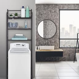 Wasmachine rek metaal 3 etages 165 x 58 x 25 cm - droger toiletrek - staand badkamerrek - zwart Wasmachine rek — thumbnail 4