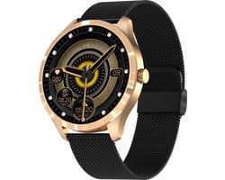 Belesy® Q9 Pro - Smartwatch Dames – Smartwatch Heren - Horloge - 1.28 inch - Kleurenscherm - Stappenteller - Bloeddruk - Hartslag - 75+ Wijzerplaten – Sporten – Staal – Goud - Zwart - Kerstcadeau