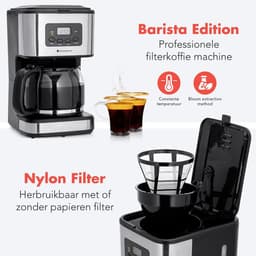 KitchenBrothers Koffiezetapparaat - Filterkoffie - BPA Vrij - 1,5 Liter Glazen Kan voor 12 Koppen Koffie - Timerfunctie - LCD-display - Zwart/RVS — thumbnail 3