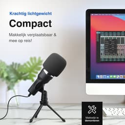 USB Microfoon met standaard - Gaming - Podcast - Voor Pc en console - Standaard - Incl. Plopkap - Zwart - Vivid Green — thumbnail 8