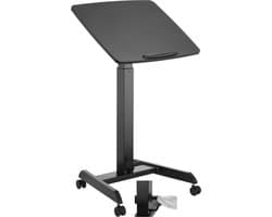 VDD Gaming - Katheder - Lessenaar - Bureau - Laptop Tafel - Zit Sta Bureau - Verrijdbaar - Workstation - Laptop Standaard - Laptoptafel - Bijzet Tafel op Wielen - Zwart - In hoogte verstelbaar - Maximale hoogte 113 cm - Bureaublad - 60 x 53 cm