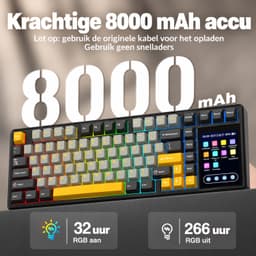 EPOMAKER x AULA L99 - Grijs / Geel - Mechanisch Gaming Toetsenbord – 96% Layout – Groot LCD Display – RGB – Tri-Mode – Hot-Swappable – Draadloos & Bedraad — thumbnail 2