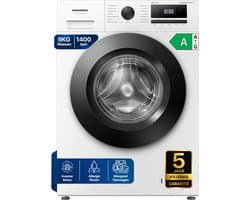 Heinner HWM-HME9014IVA10+++ Wasmachine - 9 kg - 1400 tpm - Energieklasse A-10% - Stoomfunctie met Allergy Care & Baby Care - 15 Programma’s - Quick Wash 15 min - Inverter Motor - Wit - 5 Jaar Garantie