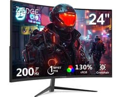Z-EDGE UG24 Curved Gaming Monitor - FHD 1920x1080 - 24 Inch- 200Hz - MPRT 1ms - 300cd/m² - HDMI 2.1 & DisplayPort 1.4 - Zwart