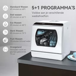 Mini Vaatwasser - Afwasmachine - Vrijstaande Vaatwasser - Wit - 43cm x 43cm x 46cm — thumbnail 5