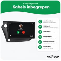 Navibop Autoradio geschikt voor Honda Insight - Draadloos Apple CarPlay & Android Auto - 9 inch touchscreen - Android 15 - 2GB/64GB - Navigatie - Bluetooth - DAB+ ready - 2 din — thumbnail 3