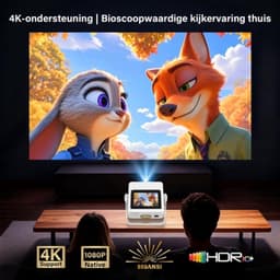 Beamer Smart - 1100 ANSI Lumen - Native Full HD 1080P Resolutie - Android Systeem - WiFi 6 Bluetooth - Draagbaar - Thuisbioscoop Projector — thumbnail 4