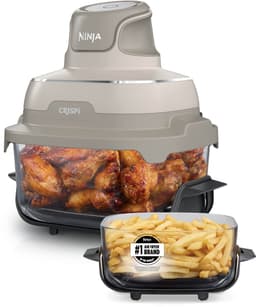 Ninja CRISPi 4-in-1 Glazen Airfryer, 3,8 l en 2,3 l, airfryen, braden, warmhouden en opnieuw krokant maken, compact ontwerp, 2 verwijderbare glazen schalen en deksels, 1700 W - Beige - FN201EUSD2 — thumbnail 1