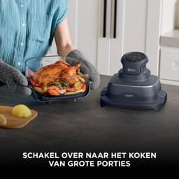 Ninja CRISPi 4-in-1 Glazen Airfryer, 3,8 l en 2,3 l, airfryen, braden, warmhouden en opnieuw krokant maken, compact ontwerp, 2 verwijderbare glazen schalen en deksels, 1700 W - Blauw - FN201EUBL1 — thumbnail 2