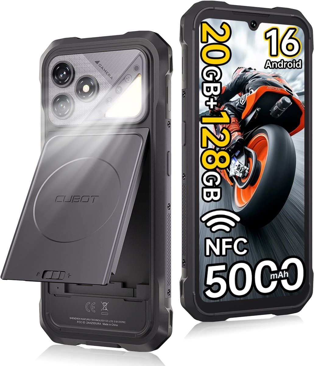 CUBOT Kingkong Dura - Robuuste Smartphone met Verwisselbare Batterij - 2 Stuks Inbegrepen - 6,88" 120 Hz - 20GB RAM - 128GB ROM - 5000mAh - IP68/IP69K - Android 16 - NFC - GPS - Zwart — afbeelding 1