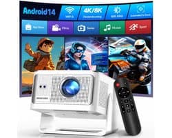 Magcubic® HY350MAX Mini Beamer 4K - Draagbare Smart Projector met Android 14 - Thuisbioscoop Beamer WiFi 6 & Bluetooth 5.4 - 600 ANSI- Auto Keystone - 180° Draaibaar - Full HD 1080P - Home Cinema