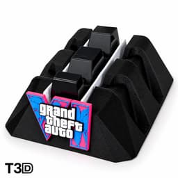 T3D GTA 6 Controller & Charching Dock Behuizing - Geschikt voor PS5 DualSense – ps5 controller Standaard – Zwart — thumbnail 2
