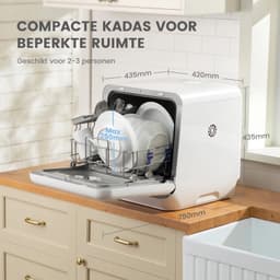 Mini Vaatwasser – Vrijstaand Tafelmodel – 6+3 Programma's – 5L Watertank – 98°C Stoomreiniging – Wit — thumbnail 5