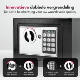 LEBENLANG Kluis - Incl. Brandwerende tas & Noodsleutel I 5 Liter | Brandkluis Met Cijferslot Voor Geld & Sieraden I Wandkluis Inbouwkluis Kleine Safebox — thumbnail 2
