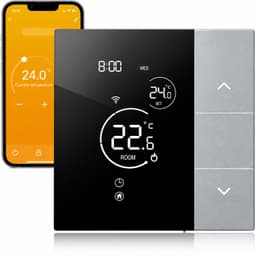 Slimme Thermostaat WiFi voor CV-Ketel - Programmeerbare Kamerthermostaat - Appbediening en Spraakbesturing - Kinderslot - Vorstbeveiliging - Zilver — thumbnail 1