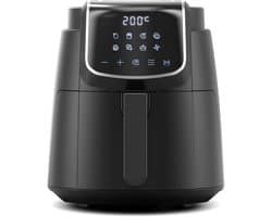 Airfryer – 4 Liter – 1500 W – LED-Touchscreen – 8 Kookprogramma’s – 35 tot 200 °C – Vaatwasserbestendig – Schudherinnering – Zwart