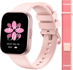 Sytifro Smartwatch Dames met 2 Verwisselbare Bandjes - Bluetooth Bellen - 1.83 Inch HD Scherm - Hartslagmeter - Slaapmonitor - Stappenteller - IP68 - Geschikt voor iOS & Android - Roze — thumbnail 1