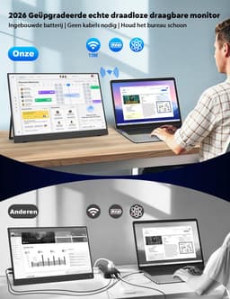 Draagbare Monitor 17.3 Inch – 2.5K QHD – Draadloos AirPlay/Miracast – 8000mAh Accu – USB-C/HDMI — thumbnail 3