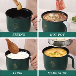 Kleine elektrische hotpot - Kleine pan om in te koken - Snel eten klaarmaken - Inclusief stoompan - 18 liter - Groen — thumbnail 2