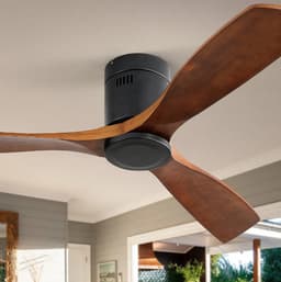 Plafondventilator – 132 Cm – Omkeerbare Motor – Metaal En Hout – Zwart – Zonder Verlichting – 3 Bladen — thumbnail 3