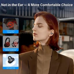 Clip-On Bluetooth Earbuds,Open-Ear Sports Headphones,Wireless bone conduction earphones,Innovative Earhook Design for Fitness,180 hours standby time, Secure Fit, Water and Dust Resistant (Black) — thumbnail 2