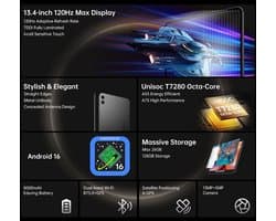 Tablet Android 16 Bundel Met Case En Keyboard - 6 GB RAM 128 GB Opslag - 13,4 Inch IPS Scherm - 4G LTE - 8000 mAh Accu