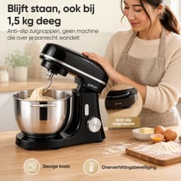 Gatson 2000W Keukenmachine - 6,2L Mengkom - Dubbele Handvatten - Keukenrobot - Keukenmixer - Foodprocessor - Mixer Met Mengkom — thumbnail 5