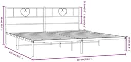 Bedframe met hoofdeinde metaal wit 183 x 213 cm Telaio per camera da letto Cornice da letto per soggiorno Struttura del letto dell'hotel Adatto per camera da letto — thumbnail 3