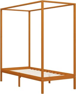 Bedframe voor slaapkamer, hotel, hemelbed, honingbruin, massief grenenhout, 90 x 200 cm, slaapkamer, hotel, studeerkamer — thumbnail 4