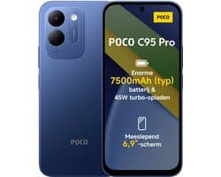 Xiaomi POCO C95 Pro - 6GB RAM - 128GB - Blue - 7500mAh batterij met 45W turbo-opladen - Aangedreven door 45W turbo-opladen - Meeslepend 6.9" display