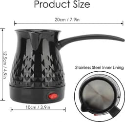 Draagbare koffiepot – Elektrische koffiepot van 600 ml - ABS en roestvrij staal - met afneembare hittebestendige handgreep - Koffiezetapparaat - Espressomachine - inductie - Machine Pot Warmer Ketel - voor camping,Thuis, Thee, Koffie - zwart — thumbnail 2
