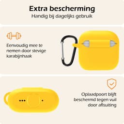 Hoesje - Geschikt voor Apple AirPods 5 - met Clip - Siliconen Hoes - Silicone Case Cover - Geel — thumbnail 5