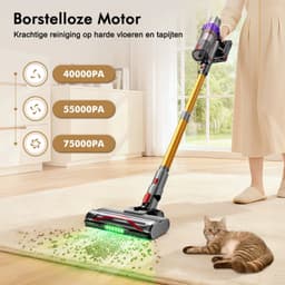 Hiaonyx steelstofzuiger - 9-in-1 steelstofzuiger draadloos - 75000pa - Met dierenborstel - LED Groene Stofdetectielamp - Geschikt voor Tapijten - Harde Vloeren en Dierenharen - 1.8-liter stofopvangbox - Goudkleurig — thumbnail 4