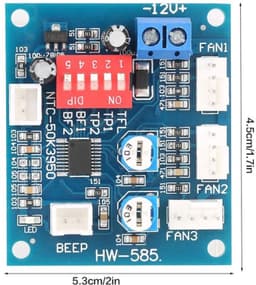 4-Draads PWM PC Ventilator Thermostaat 12V DC, Elektronische Snelheidsregelingsmodule Schakelaar — thumbnail 5